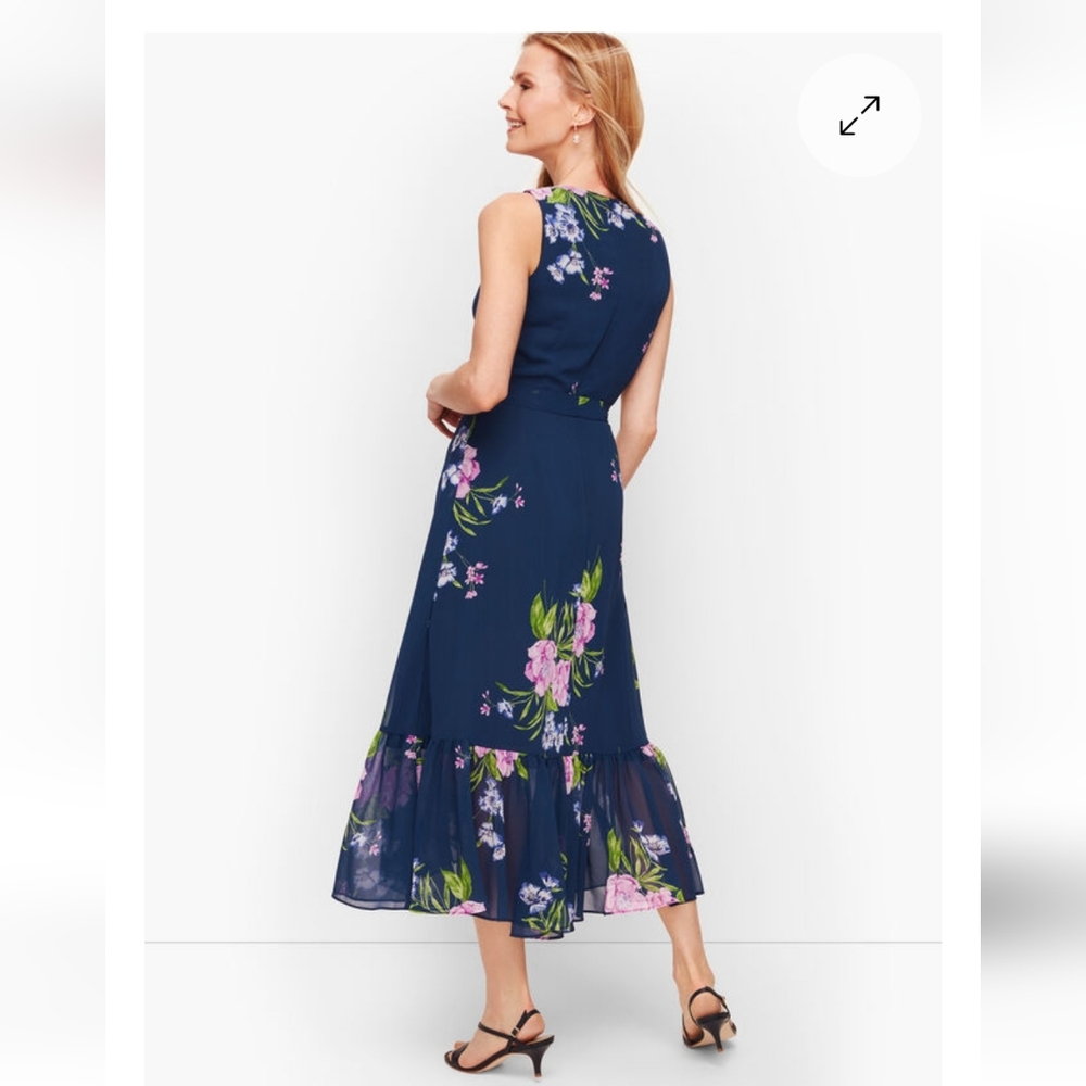 New Talbots Blue and Purple Floral Midi Dress - Picture 6 of 6